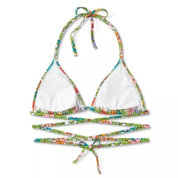 Wild Fable Multicolor Floral Strappy Wrap Triangle Bikini Swim Top - Picture 4 of 7